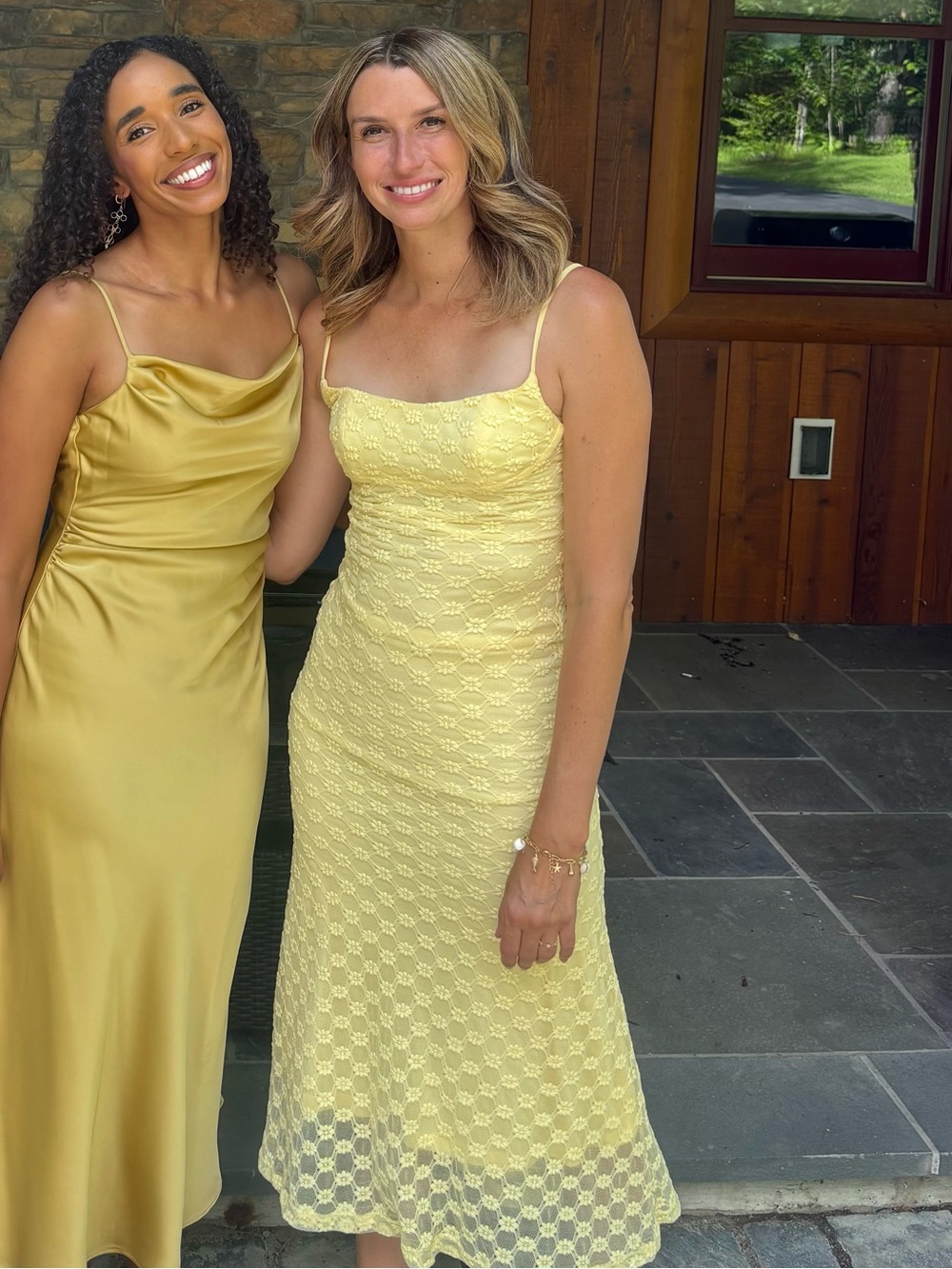 Bardot dress in Lacey Yellow